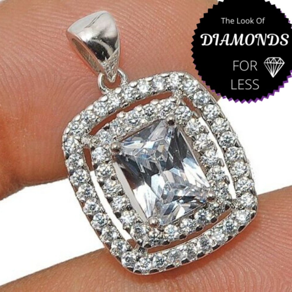 NWT Brilliant 2ct White Sapphire Sterling Necklace